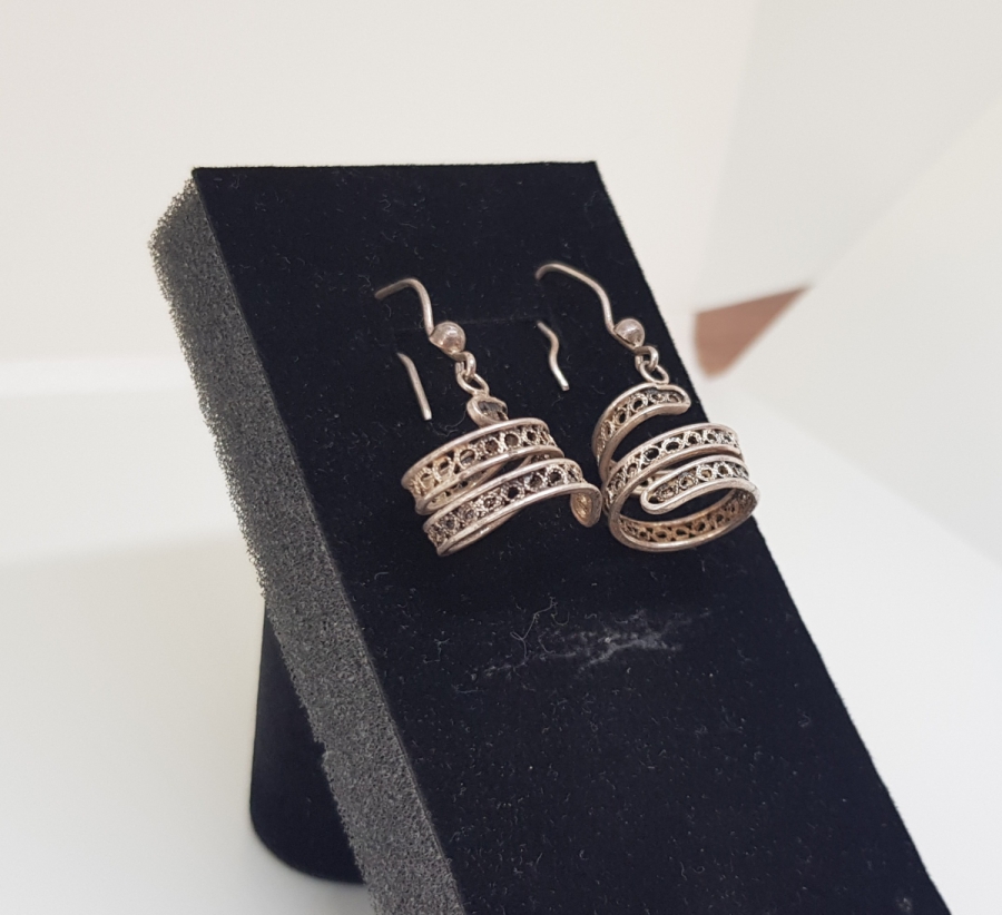 TELKARİ İŞÇİLİKLİ ÖZEL YAPIM GÜMÜŞ KÜPE