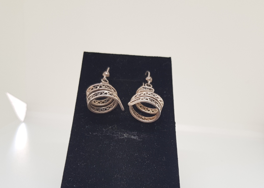 TELKARİ İŞÇİLİKLİ ÖZEL YAPIM GÜMÜŞ KÜPE