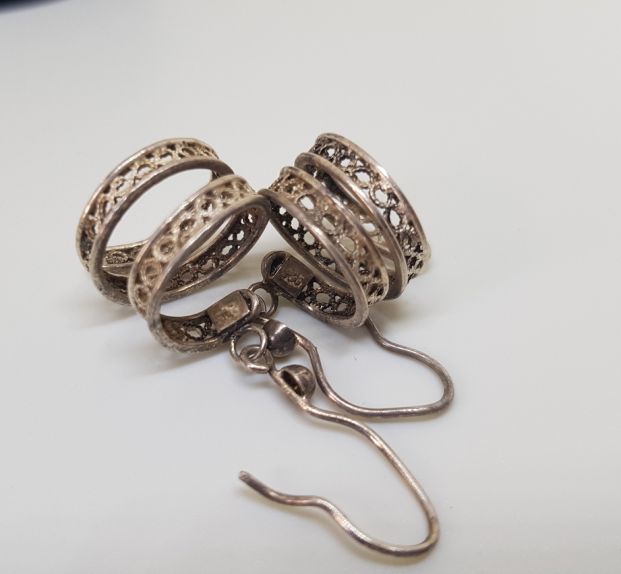 TELKARİ İŞÇİLİKLİ ÖZEL YAPIM GÜMÜŞ KÜPE