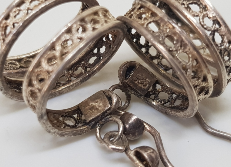 TELKARİ İŞÇİLİKLİ ÖZEL YAPIM GÜMÜŞ KÜPE