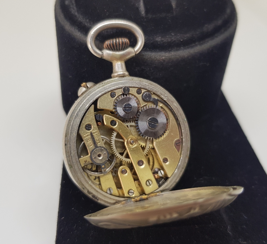 OSMANLI DÖNEMİ GÜMÜŞ KASA VE KADRANI ALTIN DAMLALI KURMALI CEP SAATİ