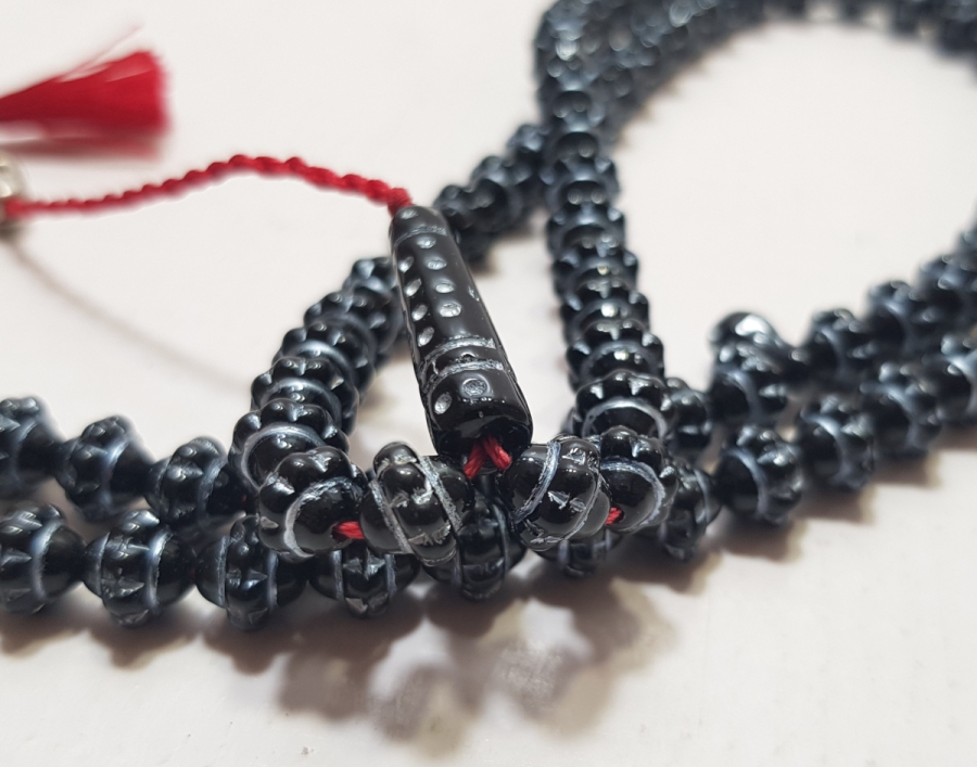 SİKKE FORMLU YAPILMIŞ GÜMÜŞ VARAKLI ÇOK NADİR BEYKOZ TEKKE İŞİ ZİKİR - NAMAZ TESPİHİ