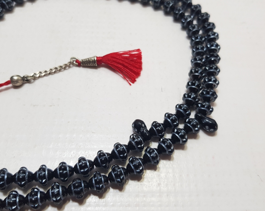 SİKKE FORMLU YAPILMIŞ GÜMÜŞ VARAKLI ÇOK NADİR BEYKOZ TEKKE İŞİ ZİKİR - NAMAZ TESPİHİ