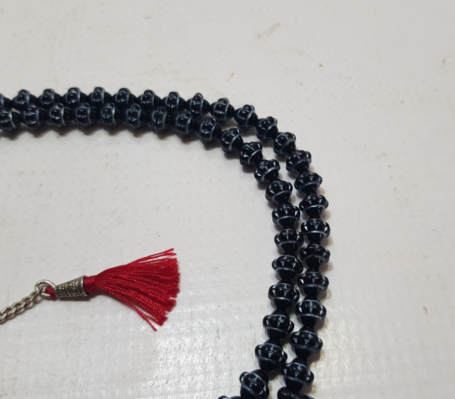 SİKKE FORMLU YAPILMIŞ GÜMÜŞ VARAKLI ÇOK NADİR BEYKOZ TEKKE İŞİ ZİKİR - NAMAZ TESPİHİ