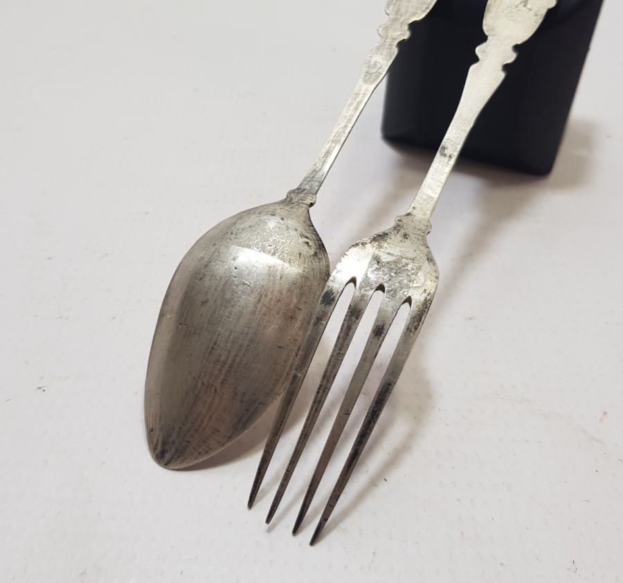 KABARTMA İŞÇİLİKLİ VE ABDÜLHAMİD HAN TUĞRALI NADİR GÜMÜŞ ÇATAL KAŞIK