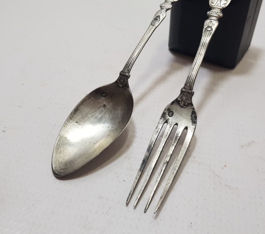 KABARTMA İŞÇİLİKLİ VE ABDÜLHAMİD HAN TUĞRALI NADİR GÜMÜŞ ÇATAL KAŞIK