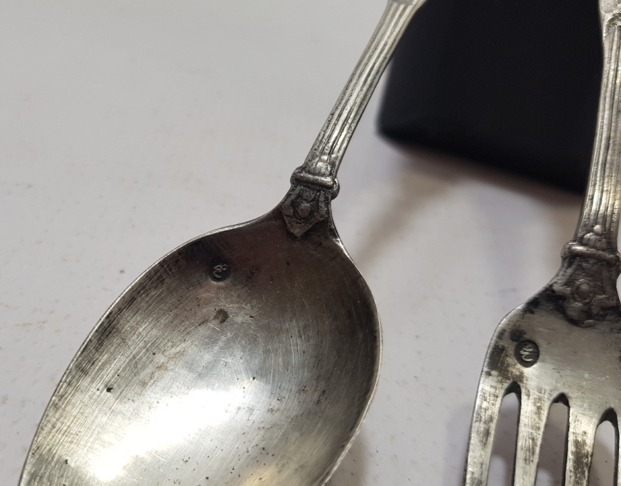 KABARTMA İŞÇİLİKLİ VE ABDÜLHAMİD HAN TUĞRALI NADİR GÜMÜŞ ÇATAL KAŞIK