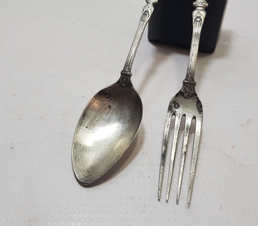 KABARTMA İŞÇİLİKLİ VE ABDÜLHAMİD HAN TUĞRALI NADİR GÜMÜŞ ÇATAL KAŞIK