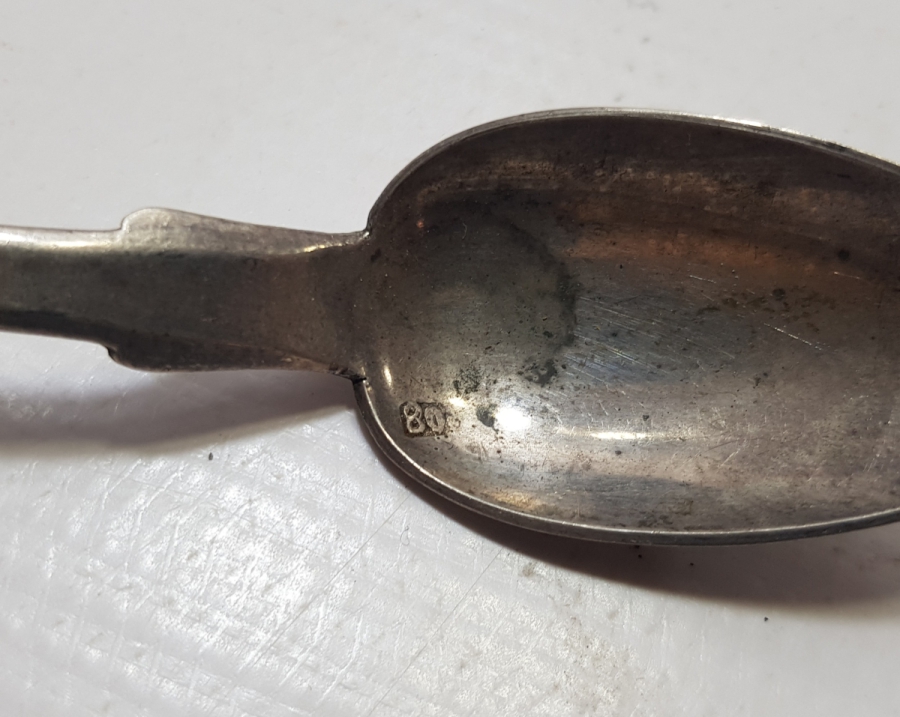 ÜZERİ RUMCA İNSİYALLİ AZNAVUR İŞÇİLİKLİ GÜMÜŞ OSMANLI DÖNEMİ TATLI KAŞIĞI