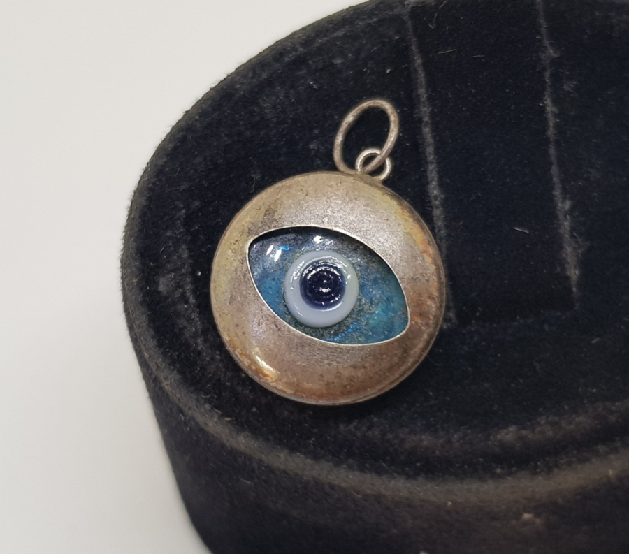 ANTİKA NAZAR BONCUKLU GÜMÜŞ KOLYE UCU