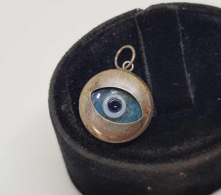 ANTİKA NAZAR BONCUKLU GÜMÜŞ KOLYE UCU