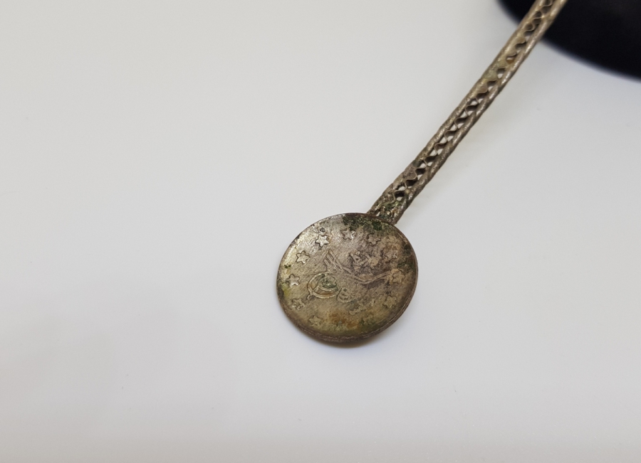 OSMANLI DÖNEMİ GÜMÜŞ KAPLAMA OSMANLI PARALI ÇAY KAŞIĞI