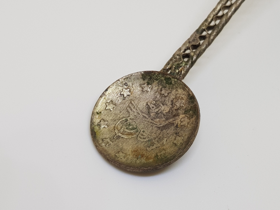 OSMANLI DÖNEMİ GÜMÜŞ KAPLAMA OSMANLI PARALI ÇAY KAŞIĞI