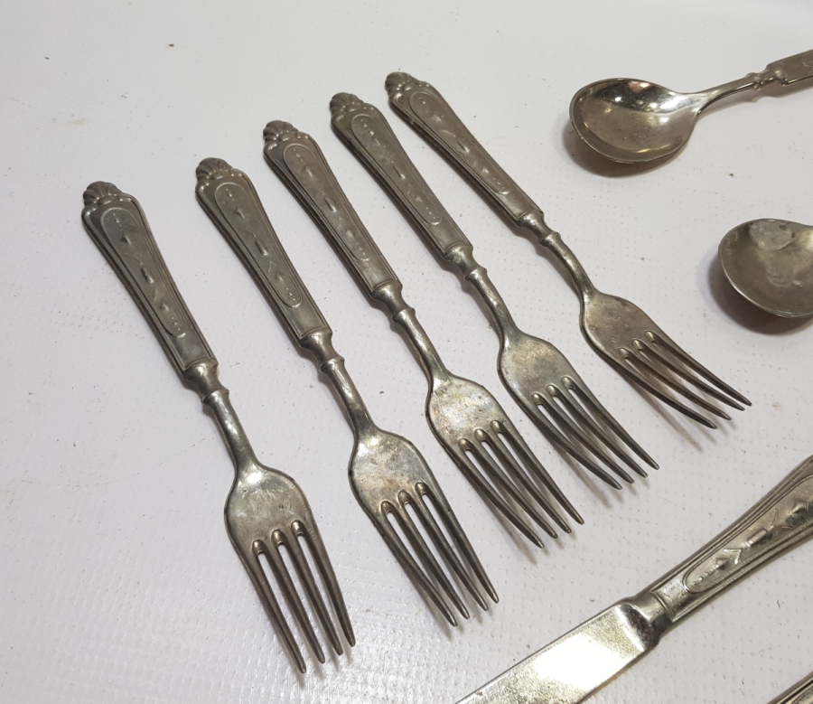ANTİKA GÜMÜŞ KAPLAMA ÇATAL KAŞIK BIÇAK TAKIMI