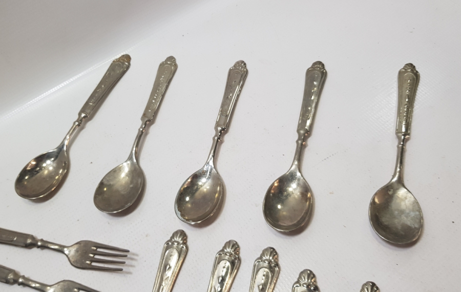 ANTİKA GÜMÜŞ KAPLAMA ÇATAL KAŞIK BIÇAK TAKIMI