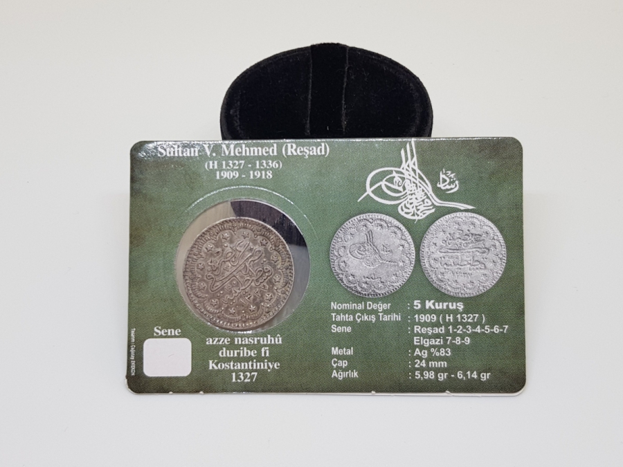 SULTAN MEHMET REŞAT HAN DÖNEMİ GÜMÜŞ 5 KURUŞ MECİDİYE