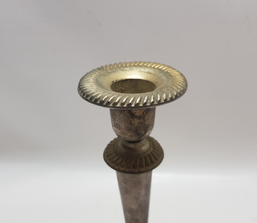 ÜZERİ NAZAR BONCUKLU GÜMÜŞ KAPLAMA ANTİKA ŞAMDAN