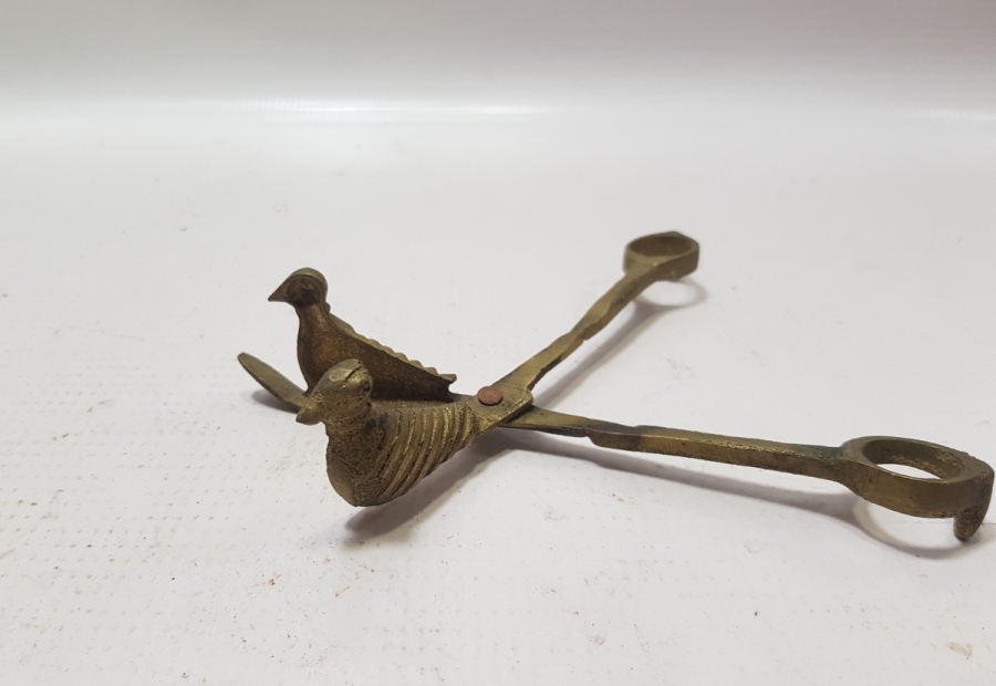 KUŞ FORMLU ANTİKA BRONZ MUM MAKASI