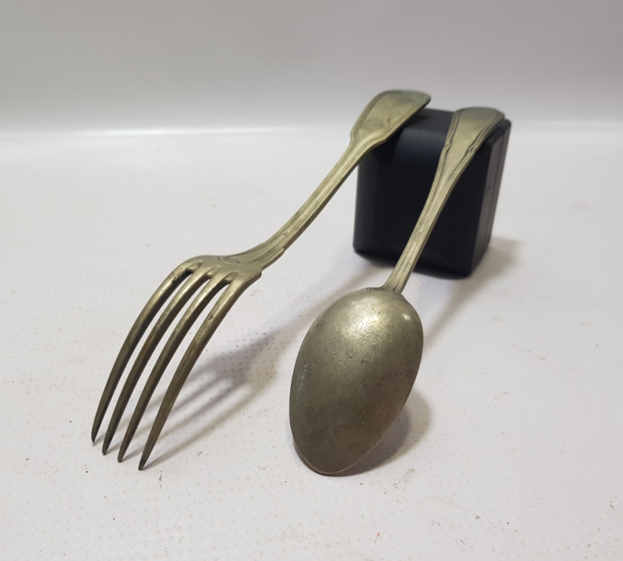 1. DÜNYA SAVAŞI DÖNEMİ GÜMÜŞ KAPLAMA İNGİLİZ SUBAY ÇATAL KAŞIĞI