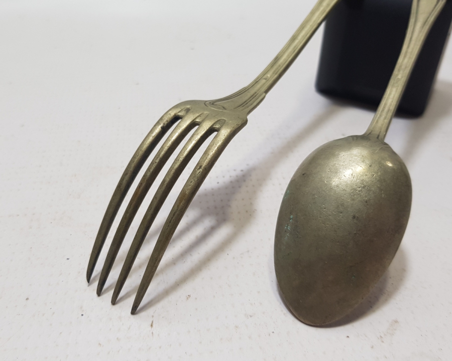 1. DÜNYA SAVAŞI DÖNEMİ GÜMÜŞ KAPLAMA İNGİLİZ SUBAY ÇATAL KAŞIĞI