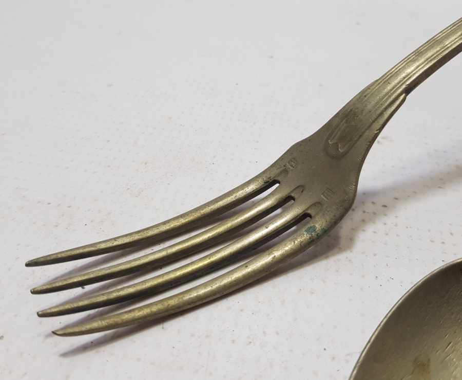 1. DÜNYA SAVAŞI DÖNEMİ GÜMÜŞ KAPLAMA İNGİLİZ SUBAY ÇATAL KAŞIĞI