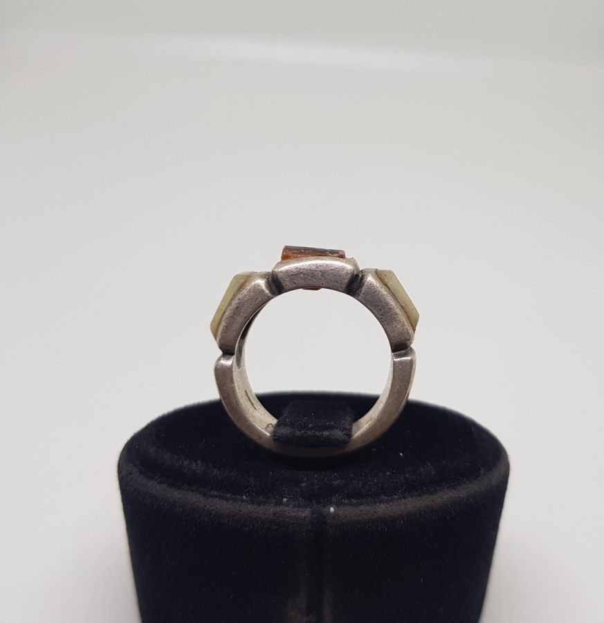 SİTRİN VE SEDEF TAŞLI ÖZEL YAPIM GÜMÜŞ YÜZÜK