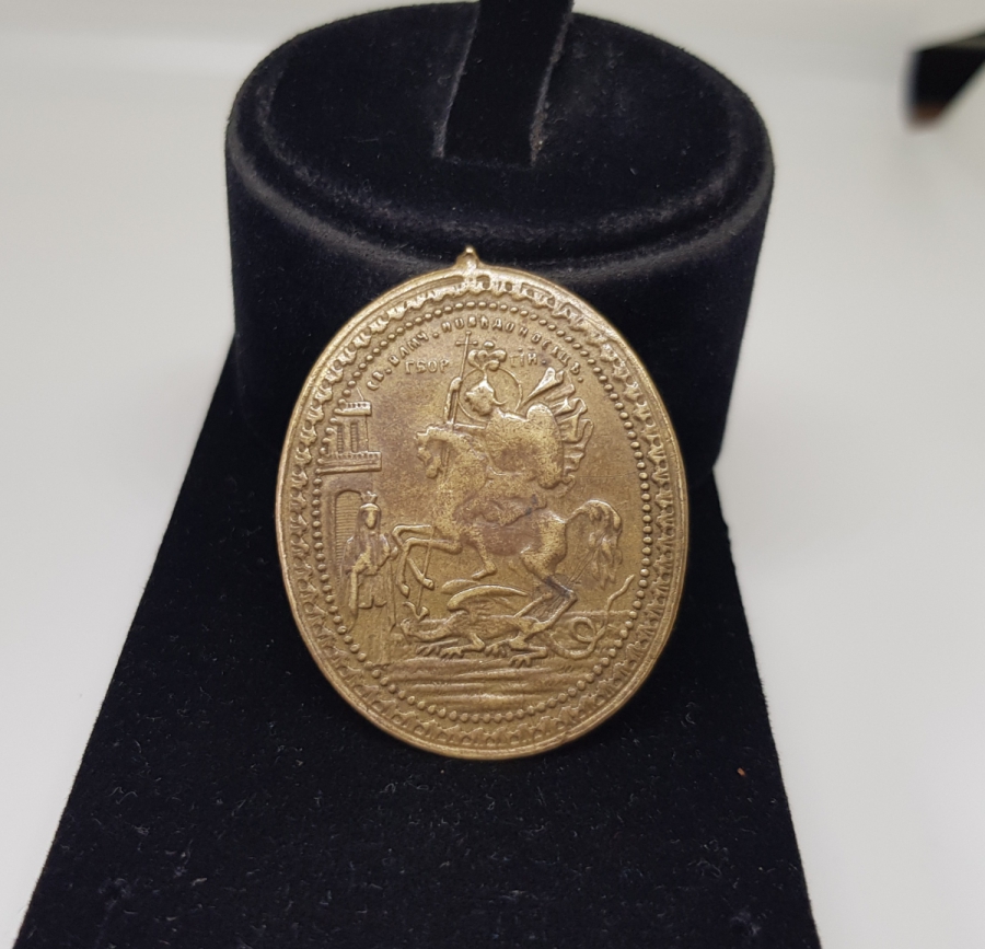 OSMANLI DÖNEMİ AZİZ GEORGİ'NİN EJDERHAYI YENME SAHNESİ GÖRSELLİ NADİR RUM VAFTİZ KOLYESİ