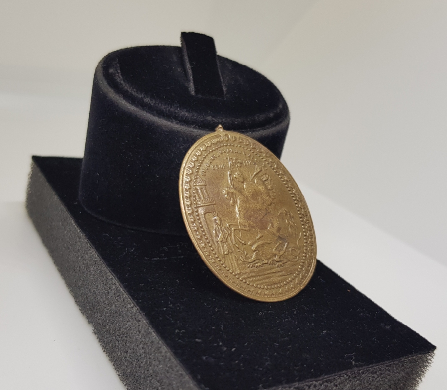 OSMANLI DÖNEMİ AZİZ GEORGİ'NİN EJDERHAYI YENME SAHNESİ GÖRSELLİ NADİR RUM VAFTİZ KOLYESİ