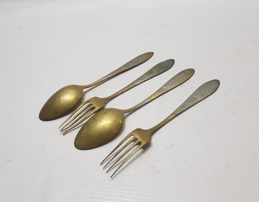 1. DÜNYA SAVAŞI DÖNEMİ GÜMÜŞ KAPLAMA ALMAN SUBAY ÇATAL KAŞIĞI