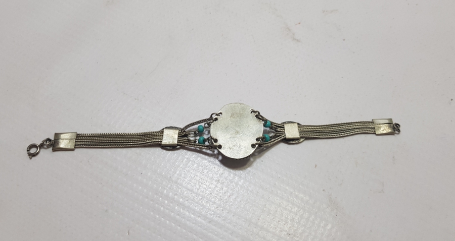 TURKUAZ TAŞLI VE SAVAT İŞÇİLİKLİ ÖZEL YAPIM ANTİKA BİLEKLİK