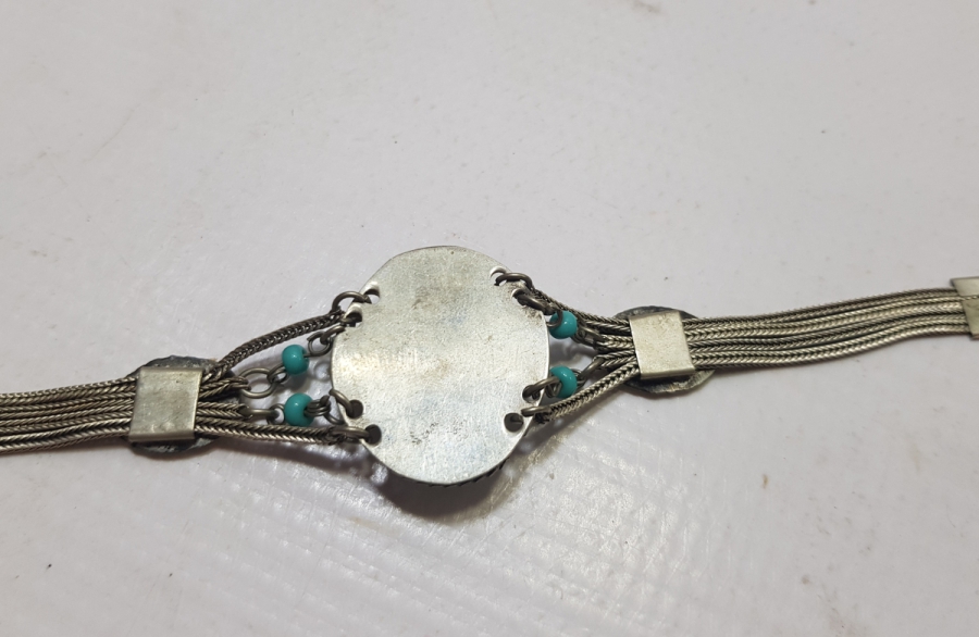 TURKUAZ TAŞLI VE SAVAT İŞÇİLİKLİ ÖZEL YAPIM ANTİKA BİLEKLİK