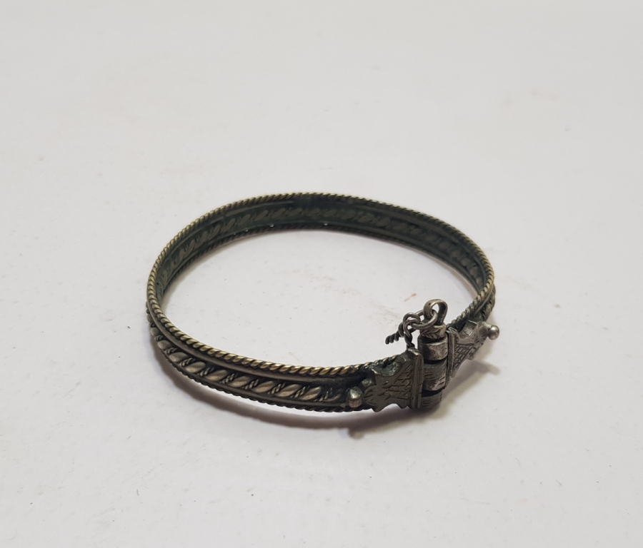 KALEM VE KABARTMA İŞÇİLİKLİ OSMANLI DÖNEMİ ERMENİ GÜMÜŞ BİLEZİK - BİLEKLİK