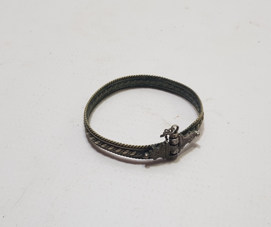 KALEM VE KABARTMA İŞÇİLİKLİ OSMANLI DÖNEMİ ERMENİ GÜMÜŞ BİLEZİK - BİLEKLİK