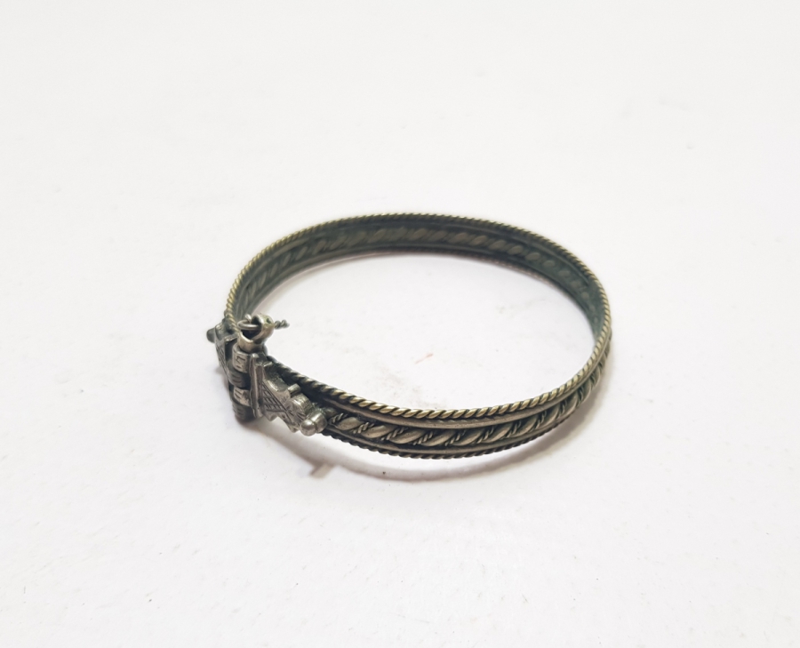 KALEM VE KABARTMA İŞÇİLİKLİ OSMANLI DÖNEMİ ERMENİ GÜMÜŞ BİLEZİK - BİLEKLİK