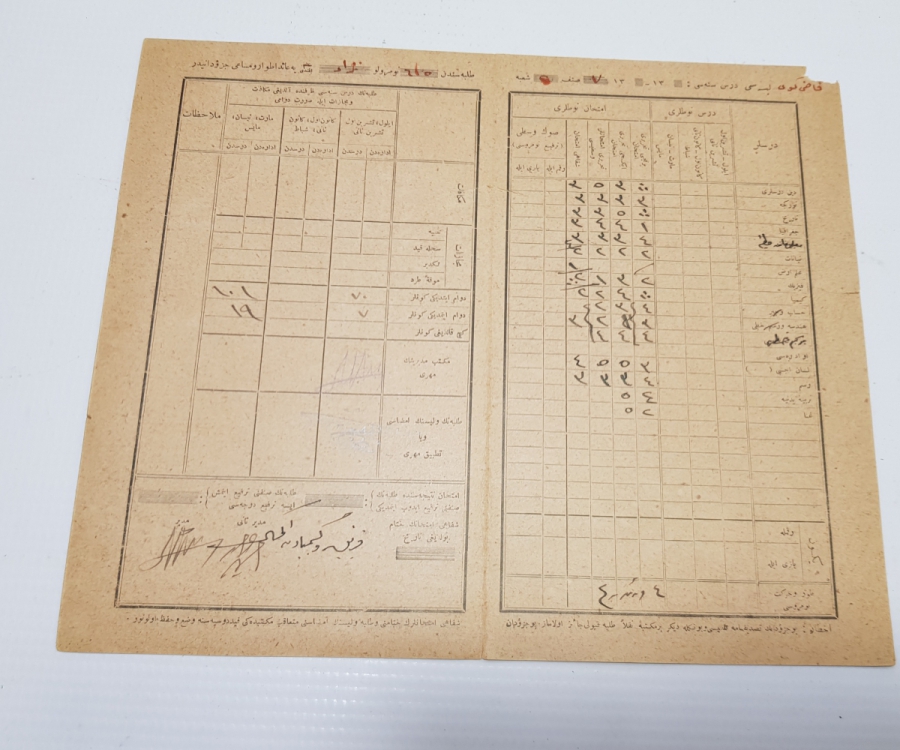 OSMANLI DÖNEMİ KARNE