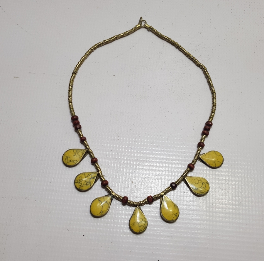 ÜZERİ DOĞAL TAŞLARLA SÜSLÜ TAMAMI EL YAPIMI TÜRKMEN İŞİ ANTİKA GERDANLIK