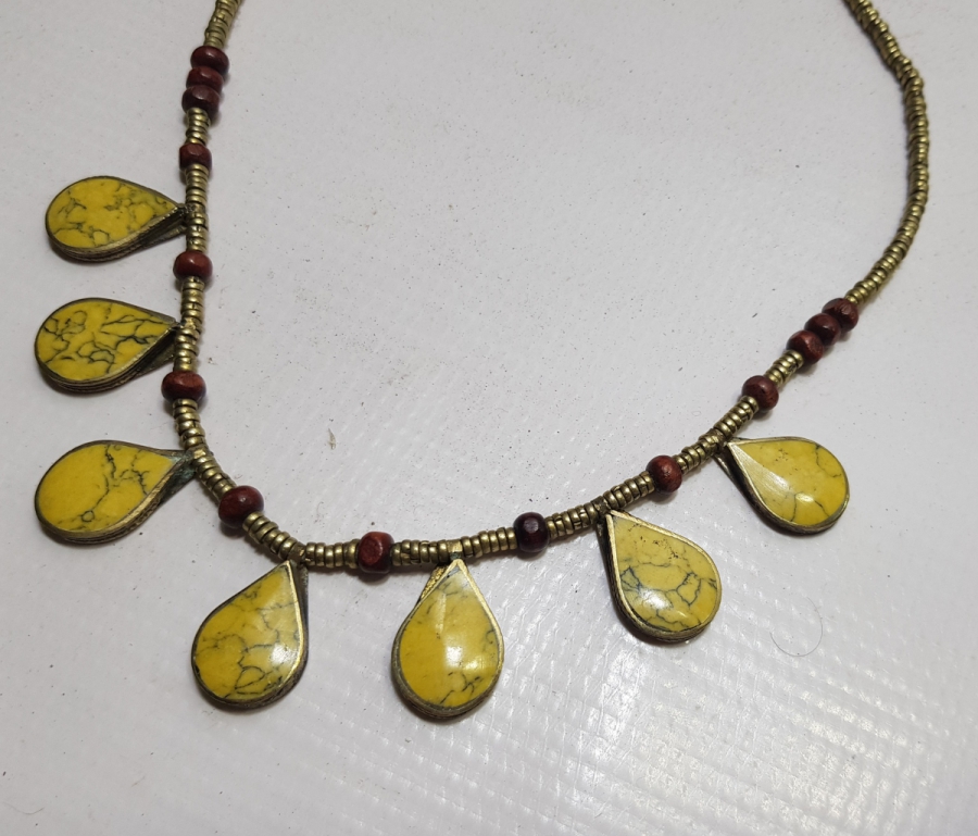 ÜZERİ DOĞAL TAŞLARLA SÜSLÜ TAMAMI EL YAPIMI TÜRKMEN İŞİ ANTİKA GERDANLIK