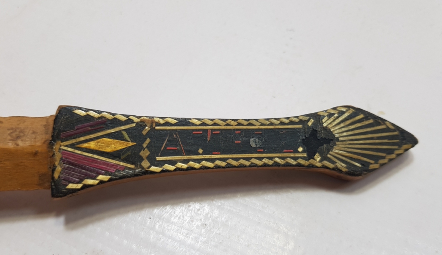 ÜZERİ RUMCA YAZILI OSMANLI DÖNEMİ AHŞAP ZARF AÇACAĞI