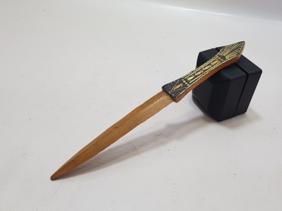 ÜZERİ RUMCA YAZILI OSMANLI DÖNEMİ AHŞAP ZARF AÇACAĞI