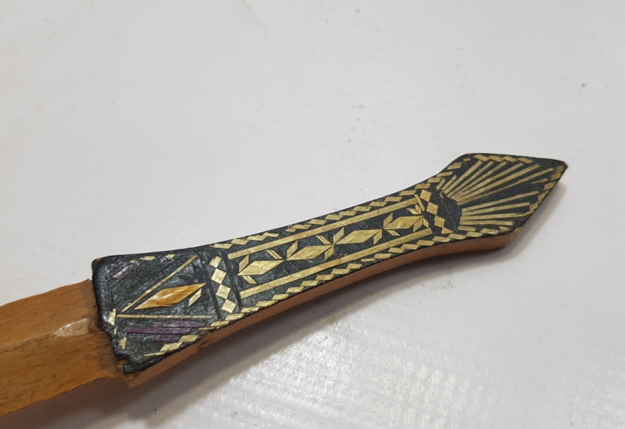 ÜZERİ RUMCA YAZILI OSMANLI DÖNEMİ AHŞAP ZARF AÇACAĞI