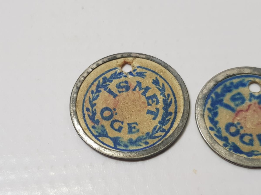 İSMET ÖGE YAZILI BİR ÇİFT ZEYTİN TOPLAMA JETONU