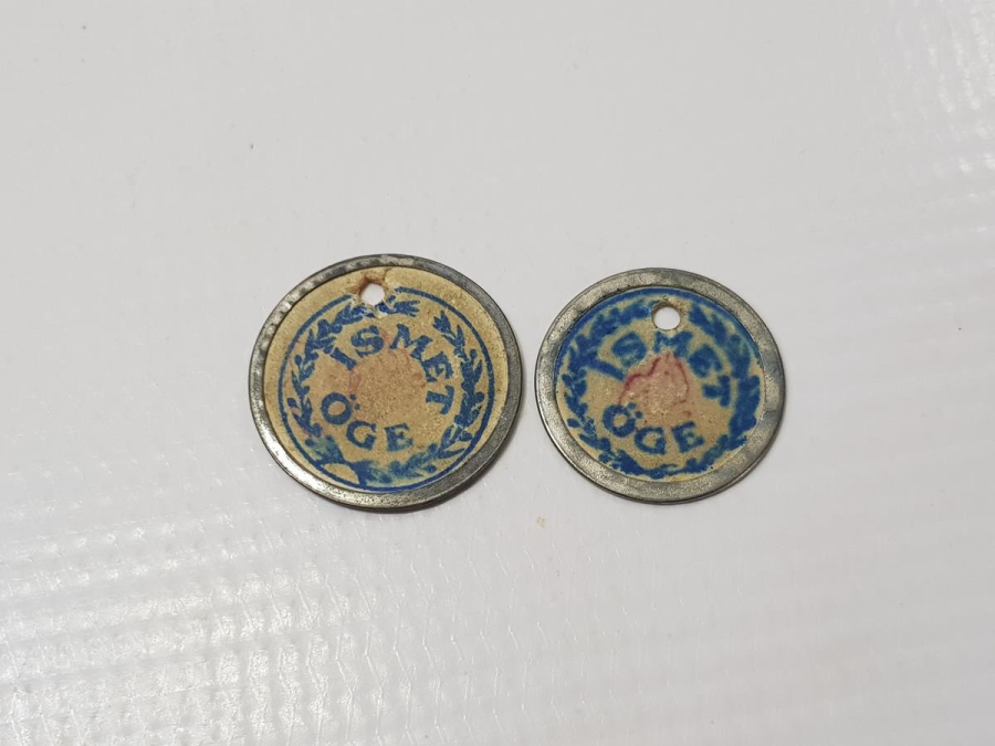 İSMET ÖGE YAZILI BİR ÇİFT ZEYTİN TOPLAMA JETONU