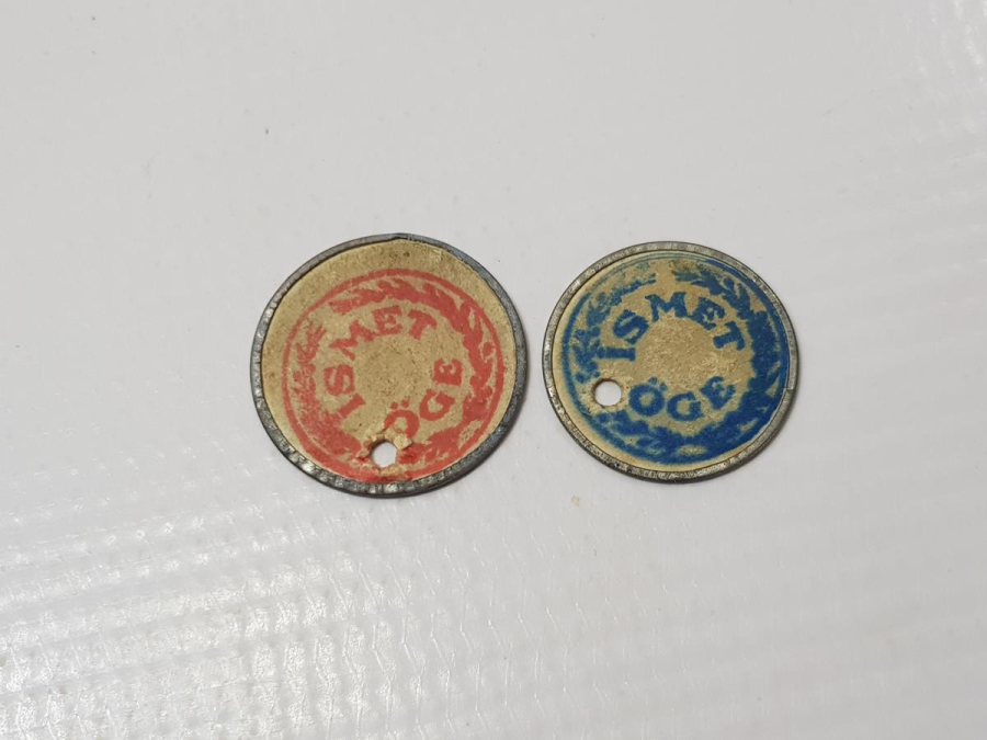 İSMET ÖGE YAZILI BİR ÇİFT ZEYTİN TOPLAMA JETONU