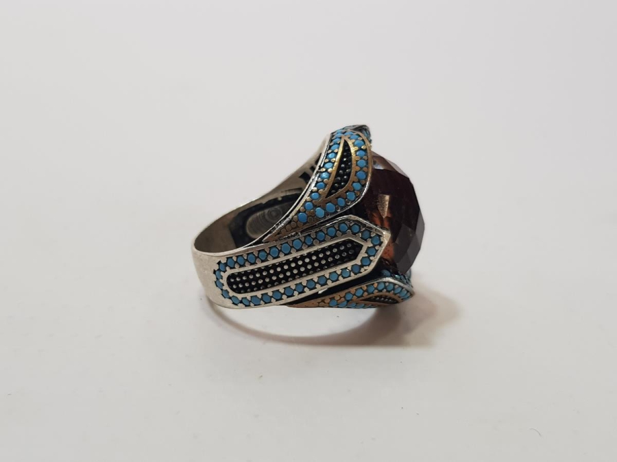 TURKUAZ VE ZULTANİT TAŞLI GÜMÜŞ YÜZÜK