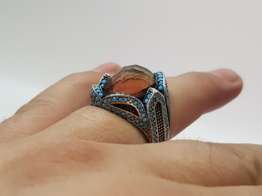 TURKUAZ VE ZULTANİT TAŞLI GÜMÜŞ YÜZÜK