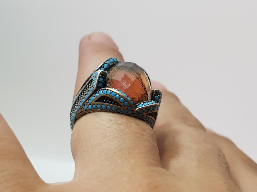 TURKUAZ VE ZULTANİT TAŞLI GÜMÜŞ YÜZÜK