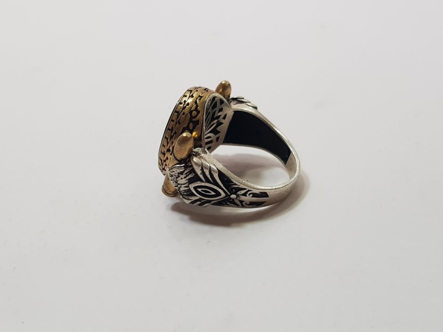 MERMİ KOVANI MONTÜRLÜ OLTU TAŞLI GÜMÜŞ YÜZÜK