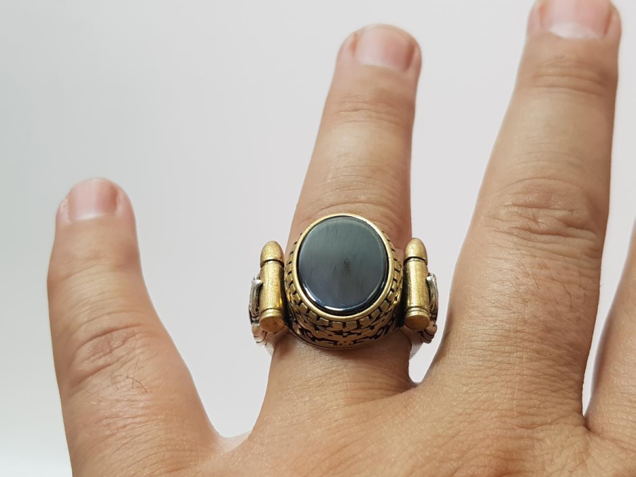 MERMİ KOVANI MONTÜRLÜ OLTU TAŞLI GÜMÜŞ YÜZÜK