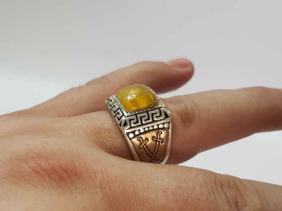 DAMLA KEHRİBAR TAŞLI GÜMÜŞ YÜZÜK