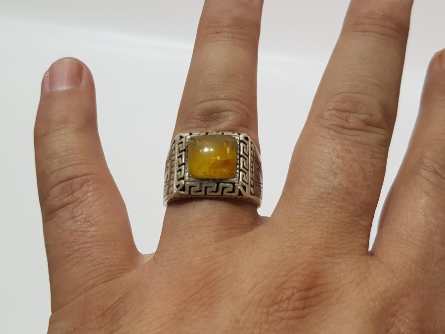 DAMLA KEHRİBAR TAŞLI GÜMÜŞ YÜZÜK